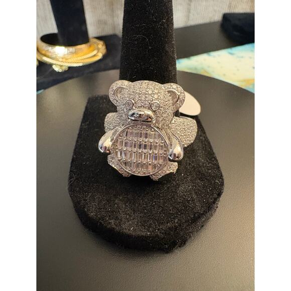 None and/or Unknown Jewelry - SZ. 11 2.5CTW Moissanite 925 Silver Teddy Bear Ring